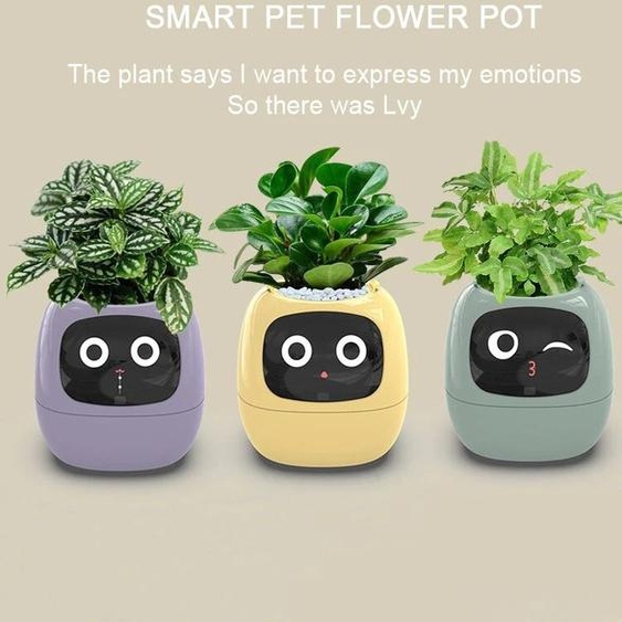 NONE Intelligence artificielle AI pot de fleurs pour animaux de compagnie Robot de plantation 7 capteurs intelligents jardinière intelligente affichage de la température du temps des plantes Pots de fleurs