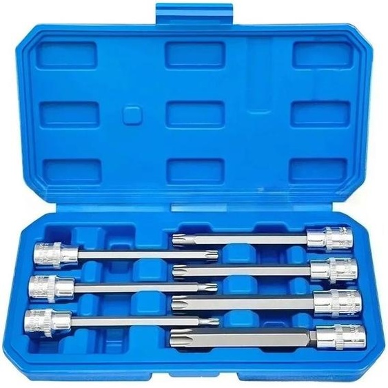 NONE Jeu de douilles hexagonales extra longues 7 pièces H3-H10 en acier CR-V et S2, entraînement 3/8 pouces, longueur 110 mm, kit doutils manuels