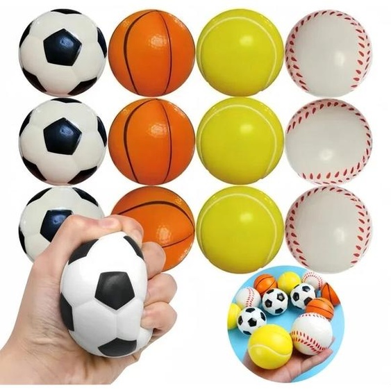 NONE Jouets de Football doux, basket-ball, Baseball, Tennis, éponge en mousse, décompression, balles Anti-Stress, jouet de sport Anti-Stress, 12 pièces