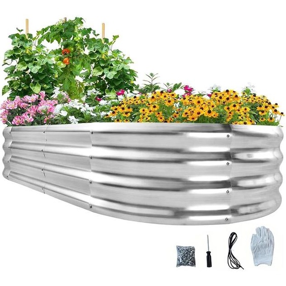 NONE Kit de lit de jardin suréWeren métal galvanisé, jardinière pour jardinage extérieur, boîte de culture, lit de fleurs suréWer, 4x2x1 pieds