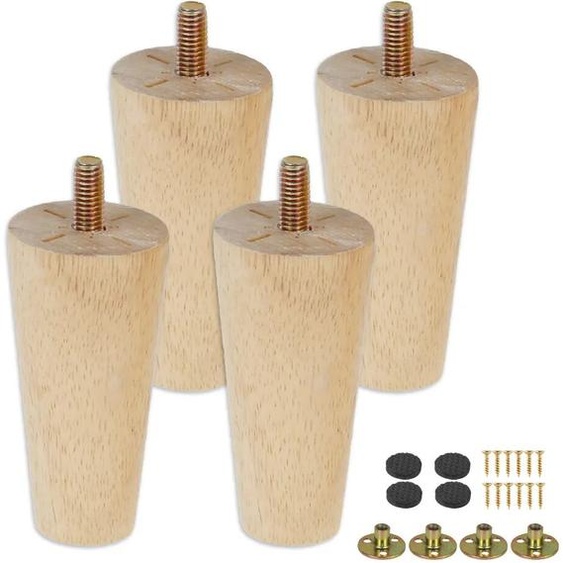 NONE Kit de pieds de meubles en bois massif, hauteur 8/15/20cm, cône incliné, canapé-lit, armoire, Table et chaise de remplacement