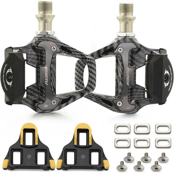 NONE KOOTU Pédales à clipser en fibre de carbone en aluminium pour vélos de route Pédales de verrouillage du système KEO et SPD Pédales non verrouillables