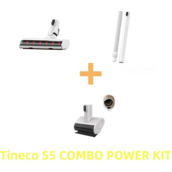 NONE Le kit dalimentation dorigine pour Tineco S5 Combo comprend une tête de brosse électrique, un tube dextension, une brosse anti-acariens