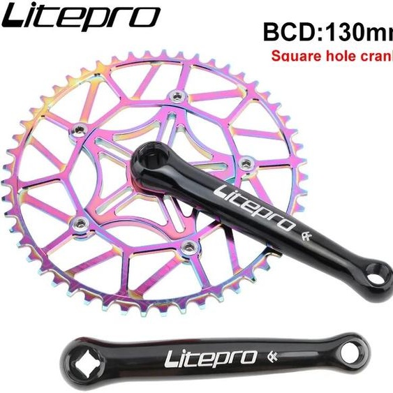 NONE LPLitepro-Pédalier de vélo pliant en alliage daluminium, pignon BCD130, connexion carrée rétro, manivelle expert, pièces de rechange de roue à chaîne de vélo