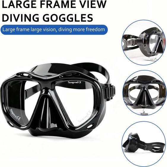 NONE Lunettes de plongée professionnelles en verre trempé, masque de plongée sous-marine pour adultes, grand cadre HD, mode, équipement de natation en Silicone pour hommes et femmes
