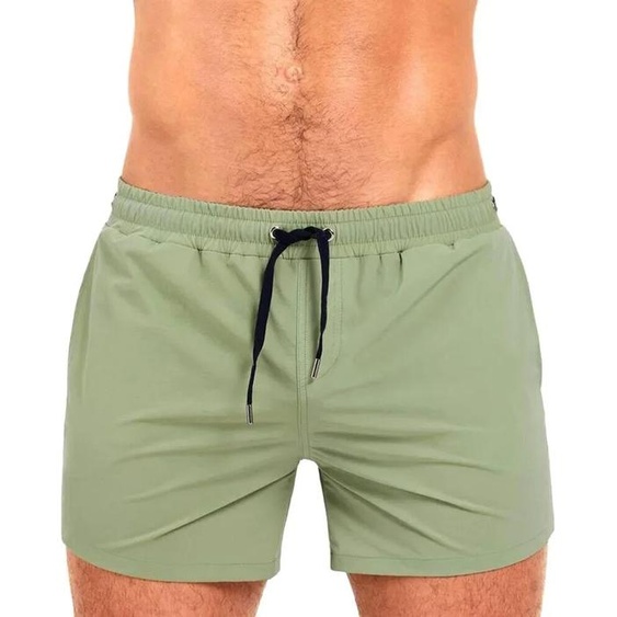 NONE Maillot de bain moulant avec poches et doublure en maille pour homme, short de plage, séchage rapide, couleur unie