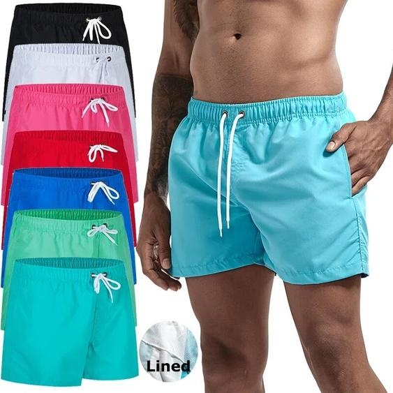NONE Maillot de bain pour hommes avec doublure en maille poches latérales short de plage solide séchage rapide léger cordon de serrage short de bain maillot de bain dété