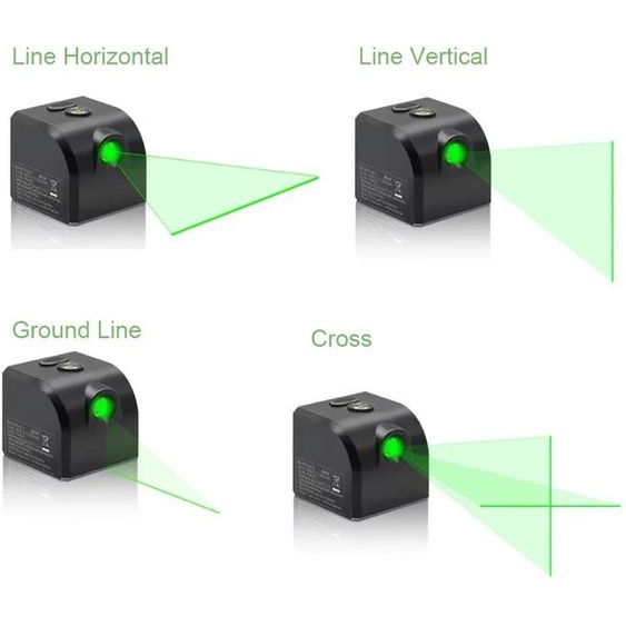 NONE Mini niveau Laser portatif de ligne verticale horizontale de croix de lumière verte avec le chargement USB magnétique