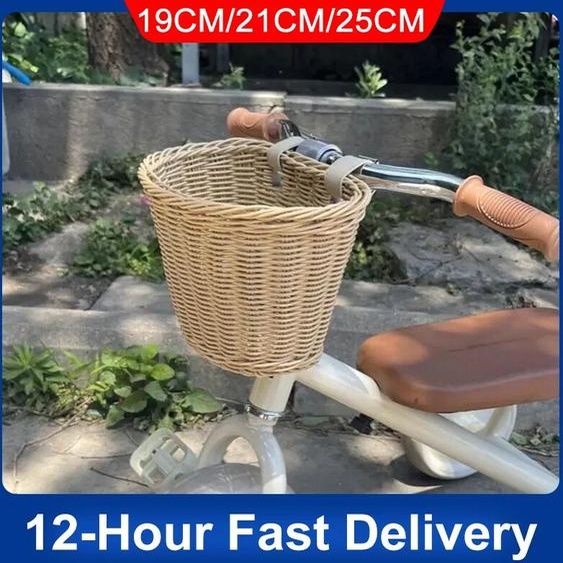 NONE Mir de vélo en rotin tissé à la main pour enfants, poignée avant, adapté à la plupart des vélos