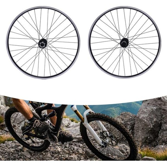 NONE Paire de roues de VTT 29 pouces, jante en alliage daluminium, frein à disque, roues avant et arrière à dégagement rapide, roues de vélo noires