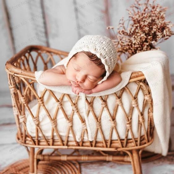 NONE Panier de photographie de nouveau-né, lit de bébé en rotin Vintage, paniers de tissage en bois pour bébé, meuble de séance Photo, 2022