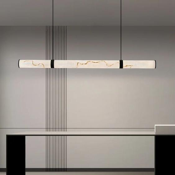 NONE Pendentif moderne longue bande lumière droite tout le cuivre imiter la lumière du marbre Restaurant concepteur Simple salon salle à manger lampe