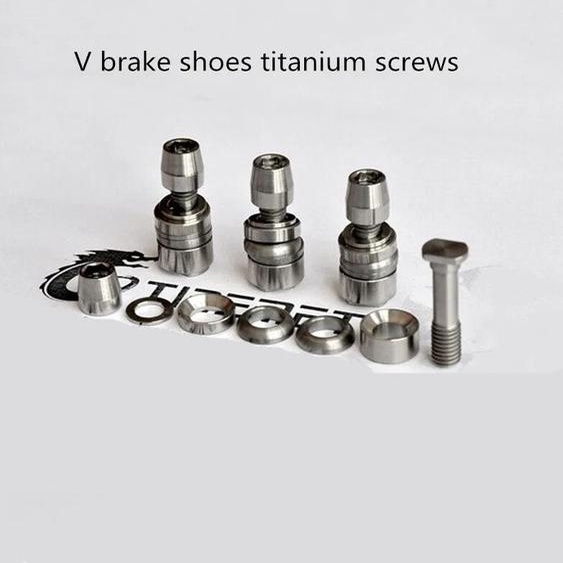 NONE Plaquette de frein pour vélo de route et vtt pliant, installation de vis en titane, chaussures de frein en V, mise à niveau