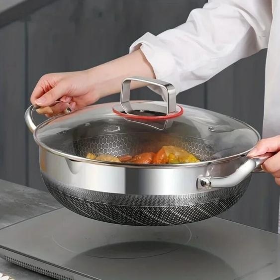 NONE Poêle à frire antiarina en acier inoxydable, marmite en accent dabeille, cuisinière à induction astronomique, cuisinière à gaz, qualité alimentaire, général, stock 316