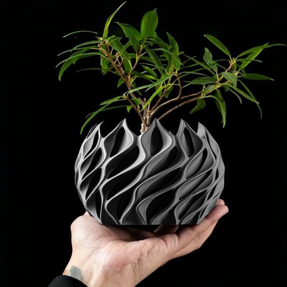 NONE Pot de fleur imprimé en 3D, Design de Texture biodégradable – Jardinières modernes pour intérieur et extérieur, décoration de jardinage, Macetas para Plantas
