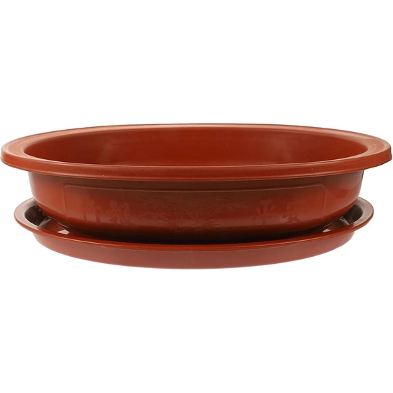 NONE Pot de fleur ovale en plastique, Pot de bonsaï avec trous de Drainage, conteneur de jardinage, jardinière domestique, jardinières décoratives pour 1 ensemble