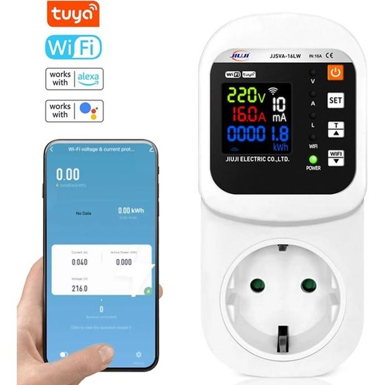 NONE Prise de protection de tension et de courant réglable, affichage numérique, multifonction, réfrigérateur, Tuya, WiFi