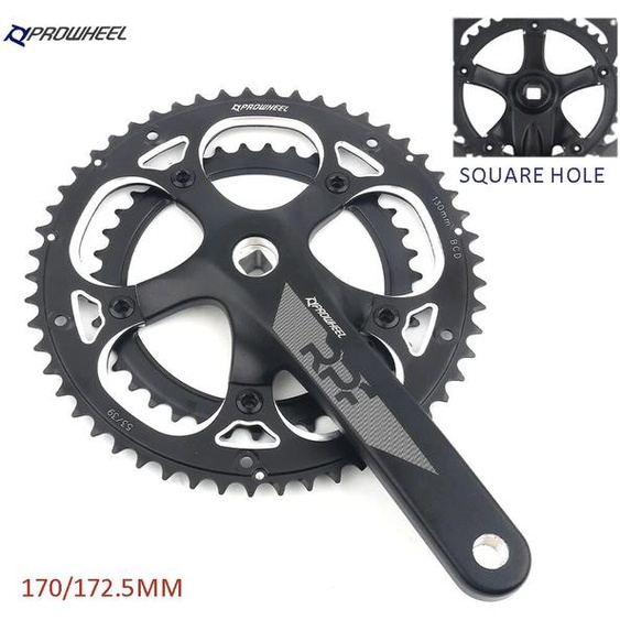 NONE Proweel 521 trous carrés manivelles à disque de vélo de route 130BCD aluminium Double pignon pédalier de vélo 39/53T pédalier pour vélo pliant