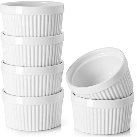 NONE Ramekins pour crème Brulée Porcelaine Ramekins Four Safe, Ramekins de style classique pour la cuisson Soufflé Ramekins Ramekins Bols