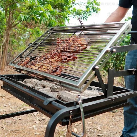 NONE Russel-Cadre en maille en tissu pour four à boeuf dans une cour, tling en plein air de poulet au charbon de bois de barbecue, retournement et rotation