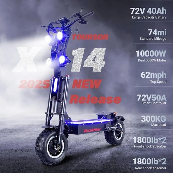 NONE Scooter électrique NFC en alliage daluminium amélioré contrôle intelligent 72V 50A 10000W 14 pouces tout-terrain/vitesse des pneus de ville 120 KM/H scooter électrique