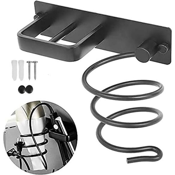 NONE Sèche-cheveux mural en aluminium, fer à lisser, rangement de anciers de curling, accessoires HOT1, installation de poinçonnage, prompt ket ket