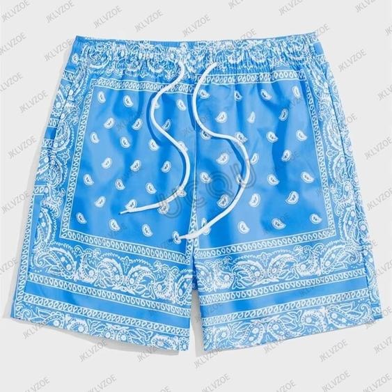 NONE Short de plage à motif Perris classique pour hommes, imprimé rétro, pantalon court avec cordon de serrage, vacances décontractées, maillot de bain hawaïen pour enfants/adultes