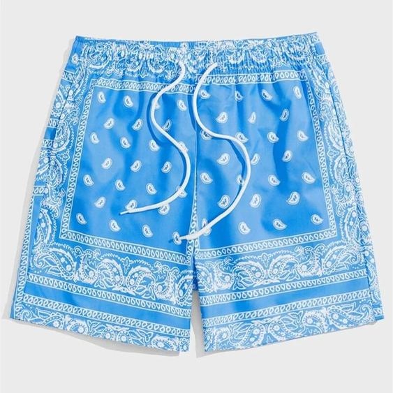 NONE Short de plage classique à motif Perris pour hommes, imprimé rétro, cordon de serrage, vacances en mer, mode décontractée, maillot de bain hawaïen