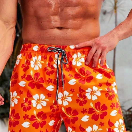 NONE Short de plage imprimé floral pour homme, maillot de bain élastique, taille élastique, impression 3D, nickel é, respirant, streetwear, polyester