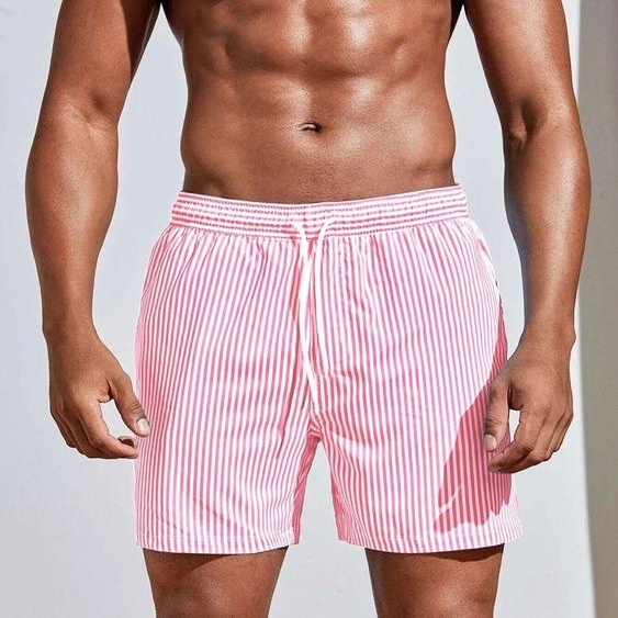 NONE Short de sport en polyester pour homme, short de surf de plage, ligne 3D, épissage, décontracté, doux, personnalisé, respirant, vacances, été, nouveau