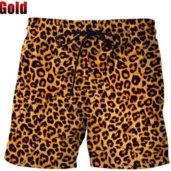 NONE Short léopard coloré classique pour hommes, pantalon court de plage dété, pantalon de natation hawaïen, maillot de bain pour femmes et enfants, Short de glace fraîche