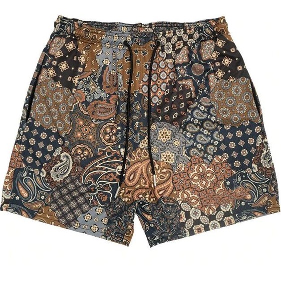 NONE Short Vintage à Motif Floral pour Homme et Femme, Surdimensionné, pour dehors de Rue, Plein Air, Hawaii, Pantalon Court de Plage, Maillot de Bain, Nouvelle Collection