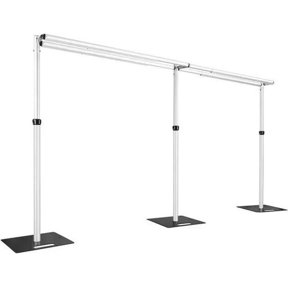 NONE Support darrière-plan pour tuyau et drapé, Double barre transversale réglable de 3M x 6M, adapté à la décoration de rideau de cérémonie de mariage, support Portable en aluminium