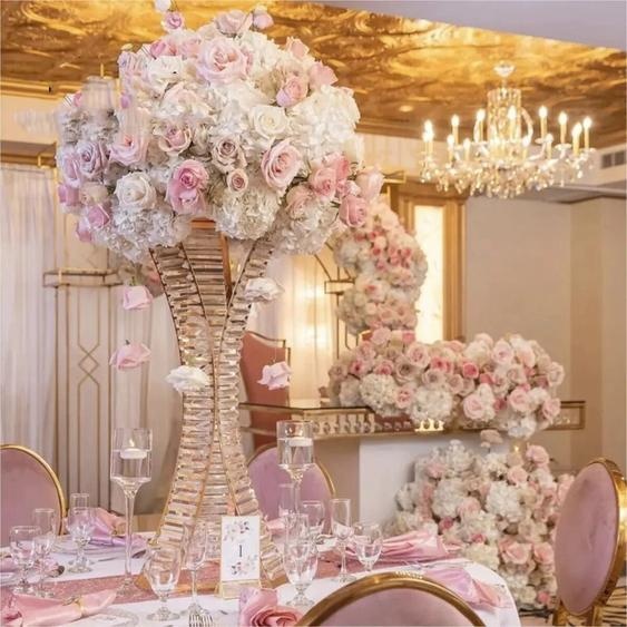 NONE Support de fleurs en métal acrylique, centres de table de mariage, fleurs dévénement, plomb de route, décoration de fête à la maison, 4/10 pièces