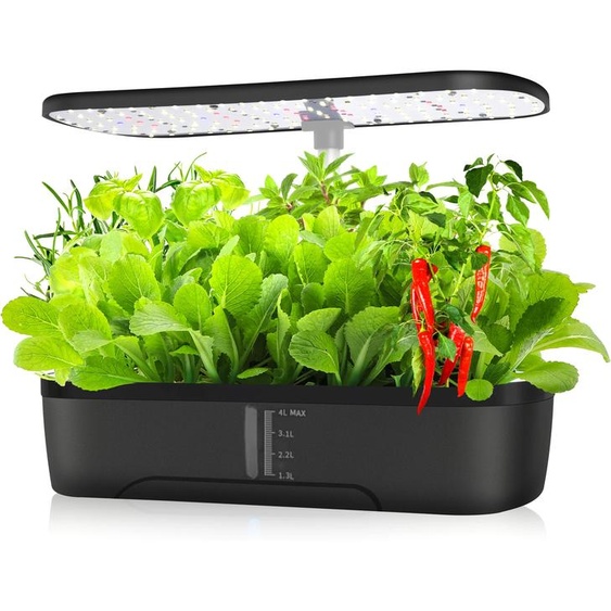 NONE Système de culture hydroponique à 12 dosettes, Kit de jardin dherbes, hauteur réglable intérieure avec minuterie automatique, lumière de croissance LED de 20 watts