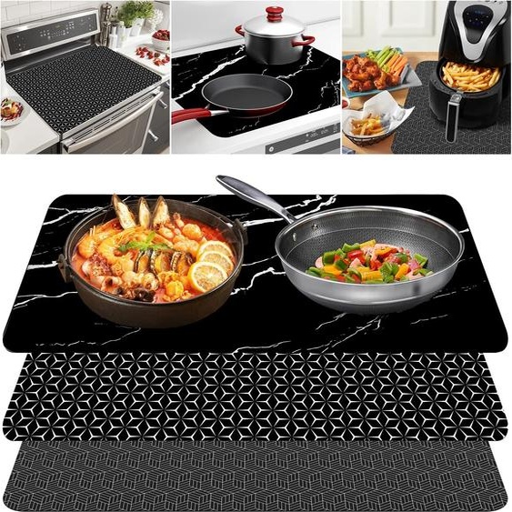 NONE Tapis de table de cuisson à induction en silicone, couvre-cuisinière à induction, antidérapant, résistant à la chaleur, tapis de protection pour table de cuisson à induction, 52 × 78 cm