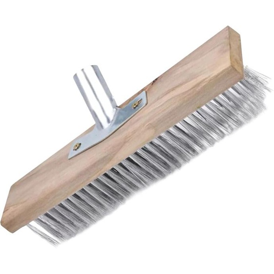NONE Tête de brosse à récurer en acier inoxydable, balai de pont, brosse métallique, tête de brosse à récurer pour livres, extérieur, cour, piscine