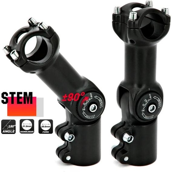 NONE Tige de vélo réglable en Aluminium, pour guidon de 25.4/31.8mm, tige de 90mm, 110mm, pour vtt, route, ville, vélo, pièce dextension
