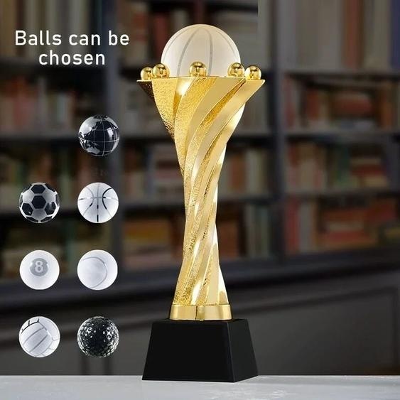 NONE Trophée de résine de sport personnalisé doré, argent, cuivre, basket-ball, football, billard, tennis, volley-ball, golf, prix de la Terre, 1 pièce