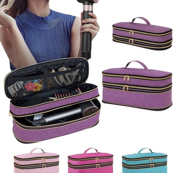 NONE UOZL Sac de rangement pour sèche-cheveux, sac de rangement de voyage portable mince et extensible à double couche, adapté à Dyson et autres