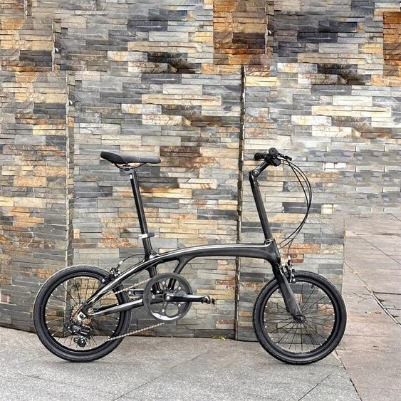 NONE Vélo de route léger en fibre de carbone, petit diamètre de roue, poignée plate, câblage interne à 7 vitesses, vélo de ville, 9kg, 18 po