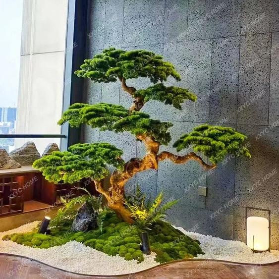 NONE Vitrine décorative à lextérieur de larbre, plante verte, paysage, faux arbres, décoration Podocarpus Macrophyllus