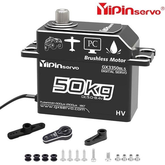 NONE Yipinservo-Engrenage métallique numérique en aluminium, servo sans balais, profil bas, étanche, résistant à 180, adapté pour voiture RC, camion, bateau inoler, 50kg