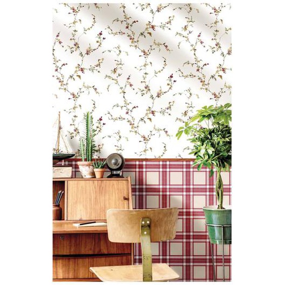 Noordwand Papier peint Blooming Garden 6 Floral Strands Blanc et rouge