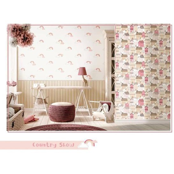 Noordwand Papier peint Mondo baby Rainbows Blanc et rose