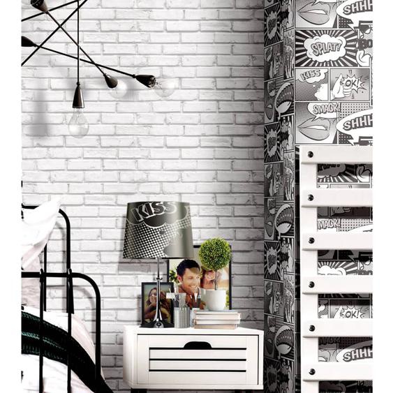 Noordwand Papier peint Urban Friends & Coffee Bricks gris et blanc