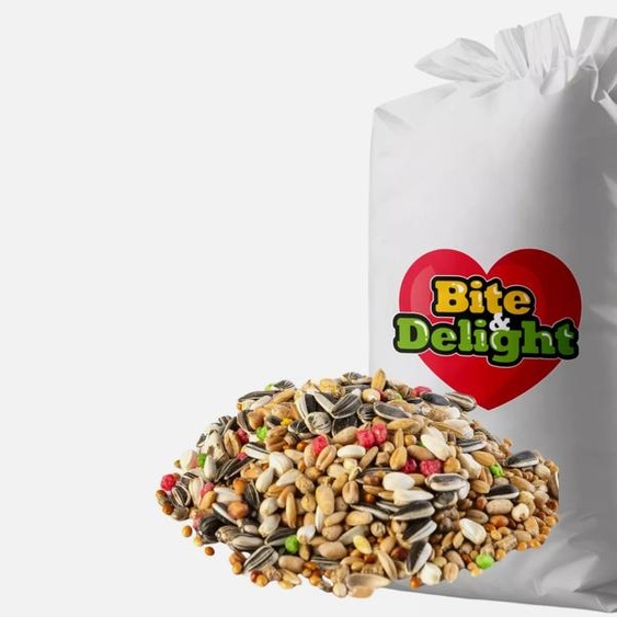 Nourriture pour perroquets Bite&Delight 25kg - Mélange de graines naturelles & équilibrées avec vitamines & minéraux - Pour perroquets & grandes perruches