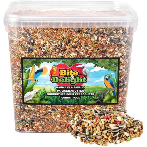 Nourriture pour perroquets Bite&Delight 6,8 kg/ 10000 ml - Mélange de graines naturel & équilibré avec vitamines & minéraux - Pour perroquets & grandes perruches