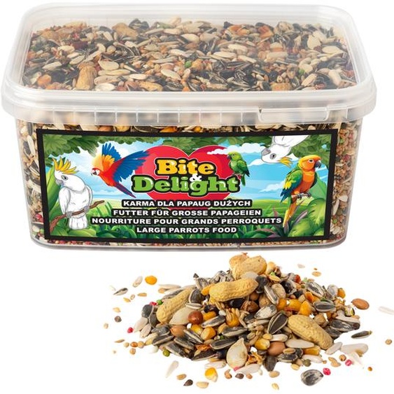 Nourriture premium pour grands perroquets 1L/700g - Idéal pour les ara, amazones, perroquets gris & cacatoès, mélange naturel & riche en nutriments