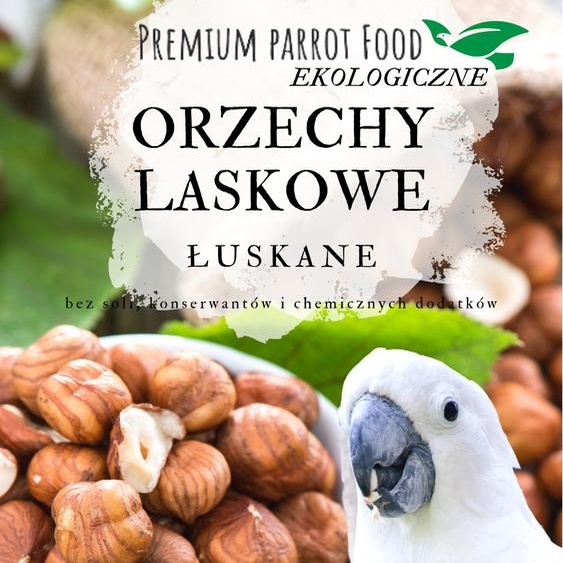 Nourriture premium pour perroquets -Noisettes écologiques- Pour tous les perroquets 100G